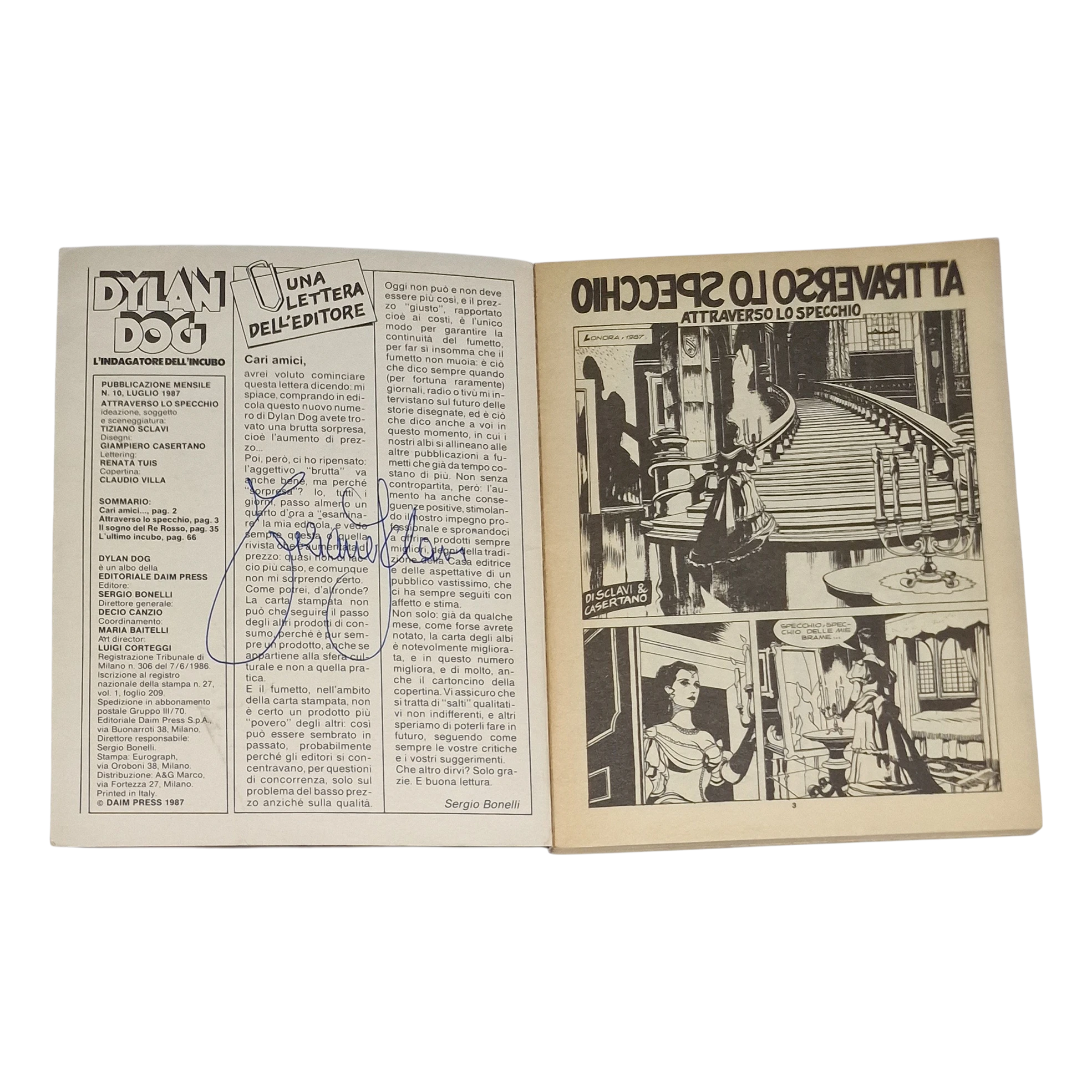 Dylan Dog #10 Attraverso lo Specchio (1987) – Signed by Tiziano Sclavi - Image 2