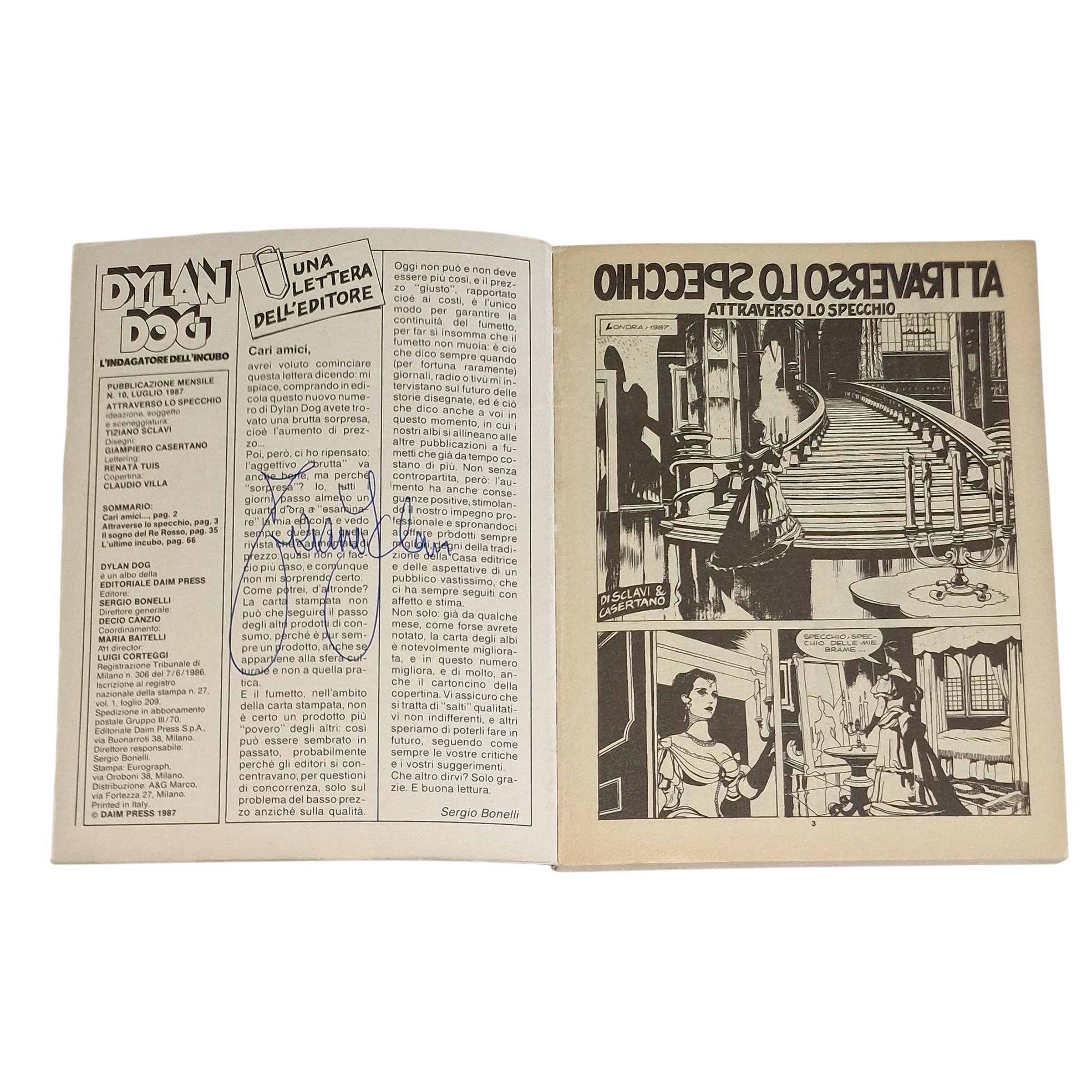 Dylan Dog #10 Attraverso lo Specchio (1987) – Double Signed by Tiziano Sclavi - Image 2