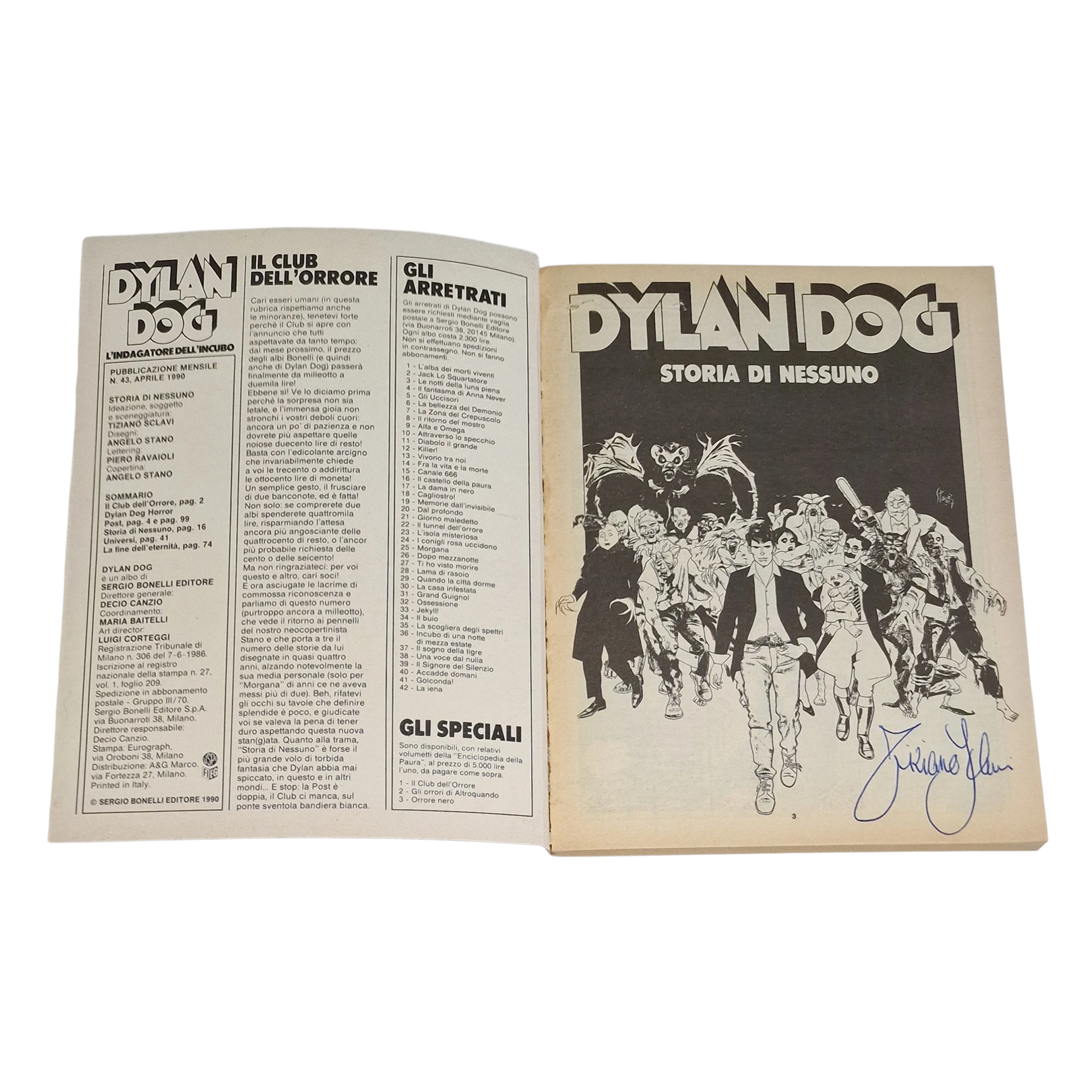 Dylan Dog #43 Storia di Nessuno (1990) – Signed by Tiziano Sclavi - Image 2