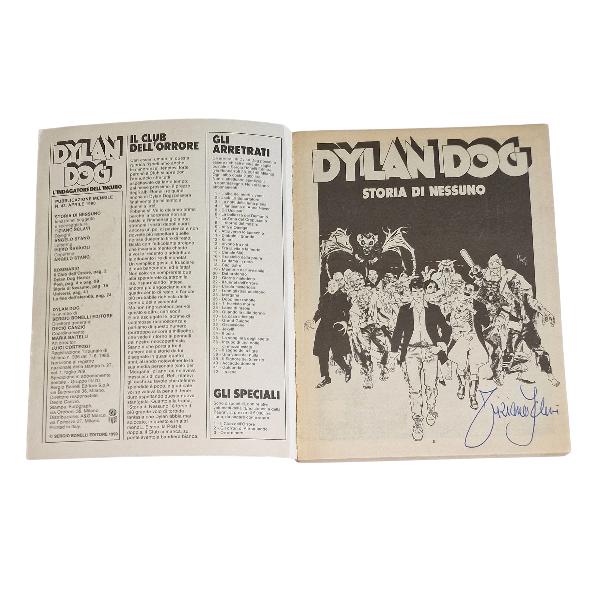 Dylan Dog #43 “Storia di Nessuno” (1990) – Tiziano Sclavi Hand-Signed Original Comic - Image 2