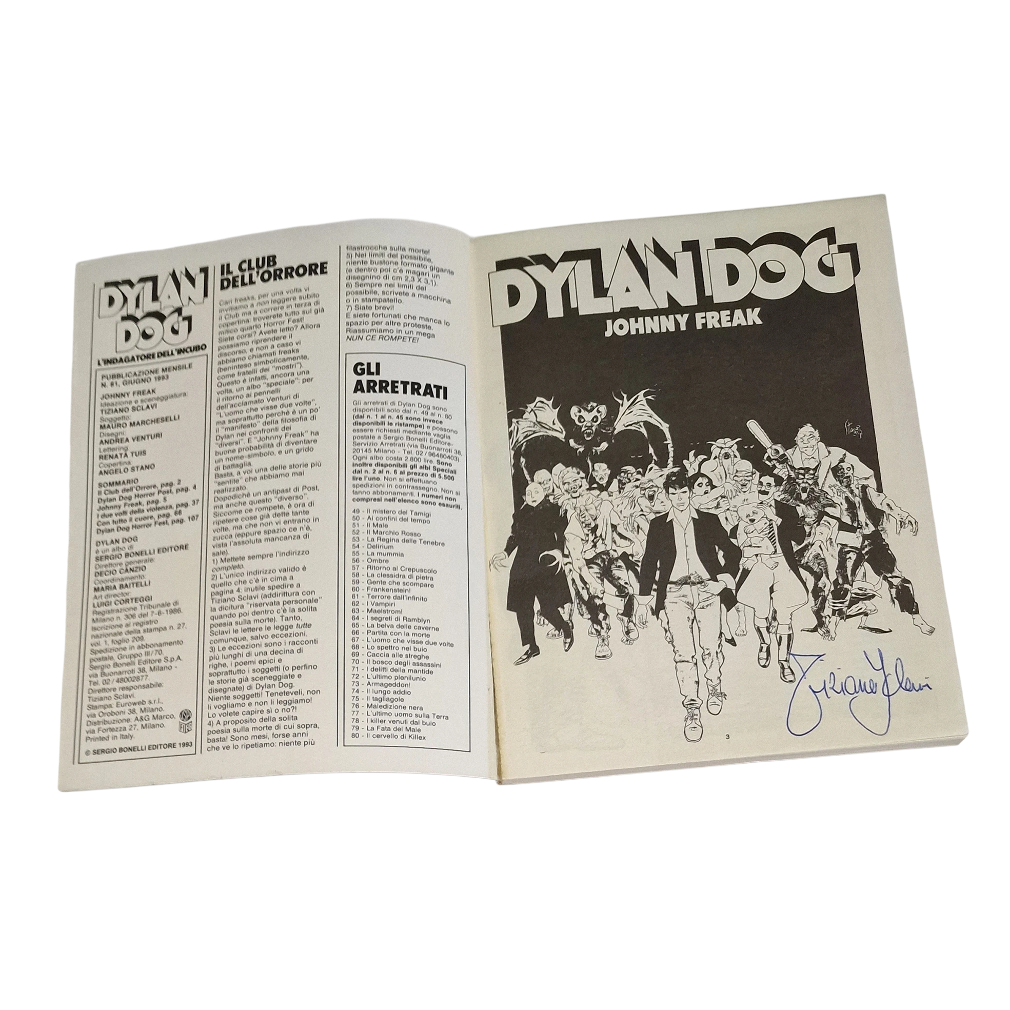 Dylan Dog #81 Johnny Freak (1993) – Signed by Tiziano Sclavi - Image 2