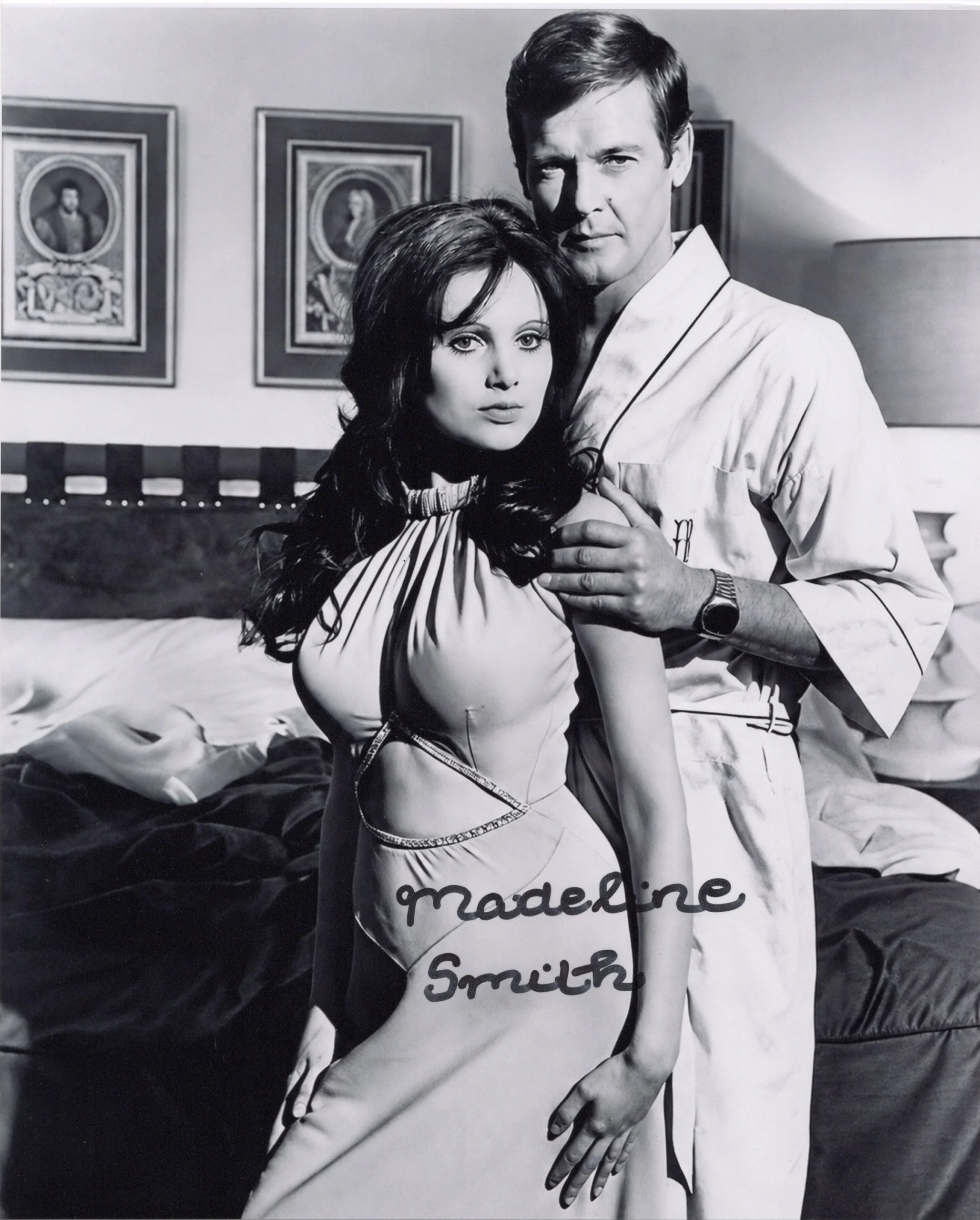 Madeline Smith Signed James Bond 007 Photo – Live and Let Die (1973) with Roger Moore