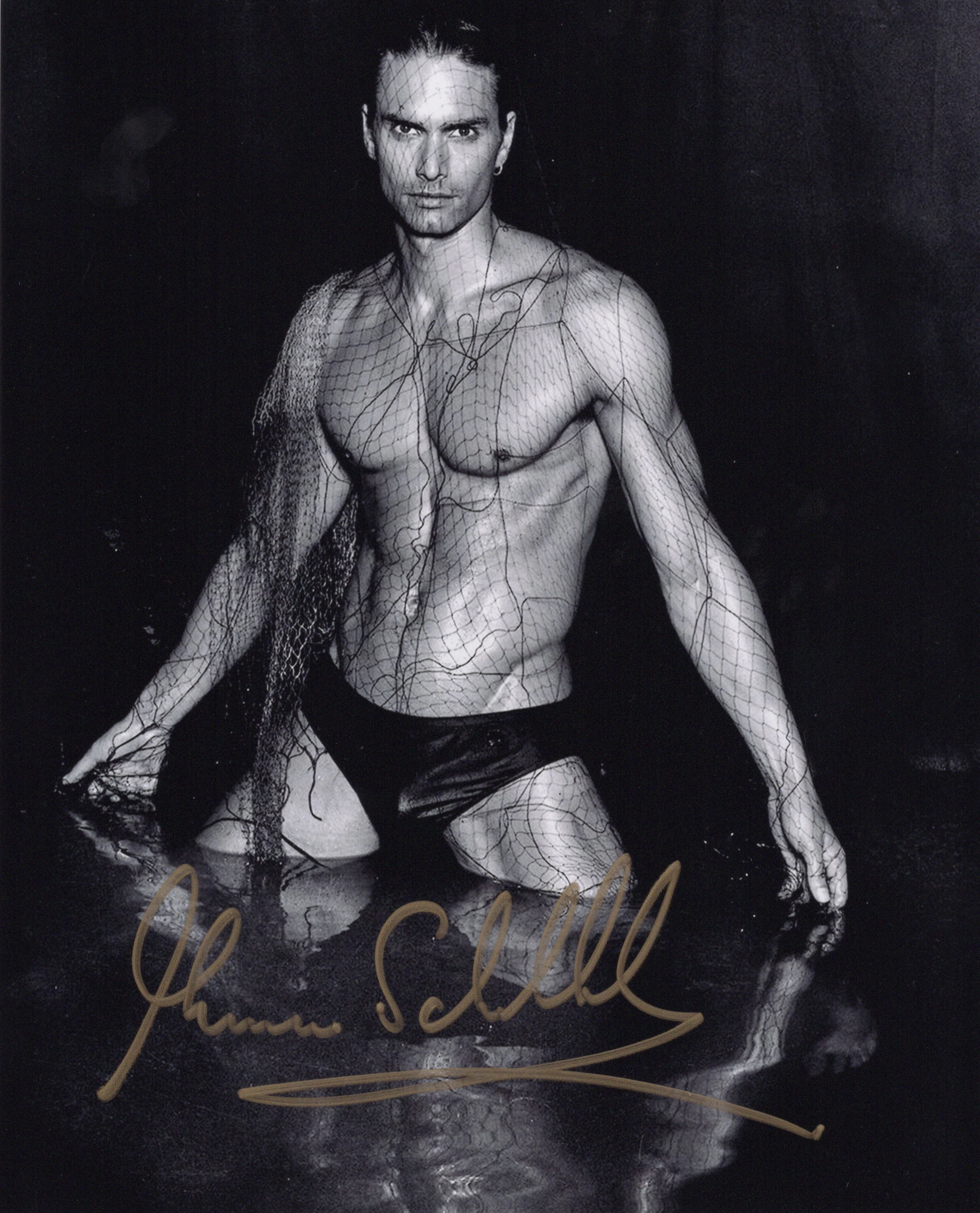 Marcus Schenkenberg โ Signed Photo โ Sexy Fishnet Fashion